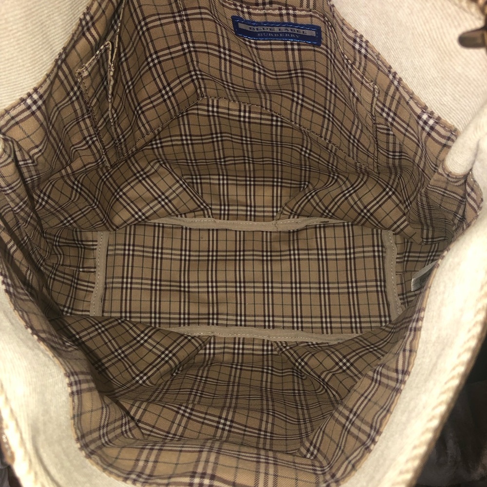 BURBERRY Blue Label Light Beige Canvas Bag with Leather Trim and Crossbody Strap - Picture 5 of 17